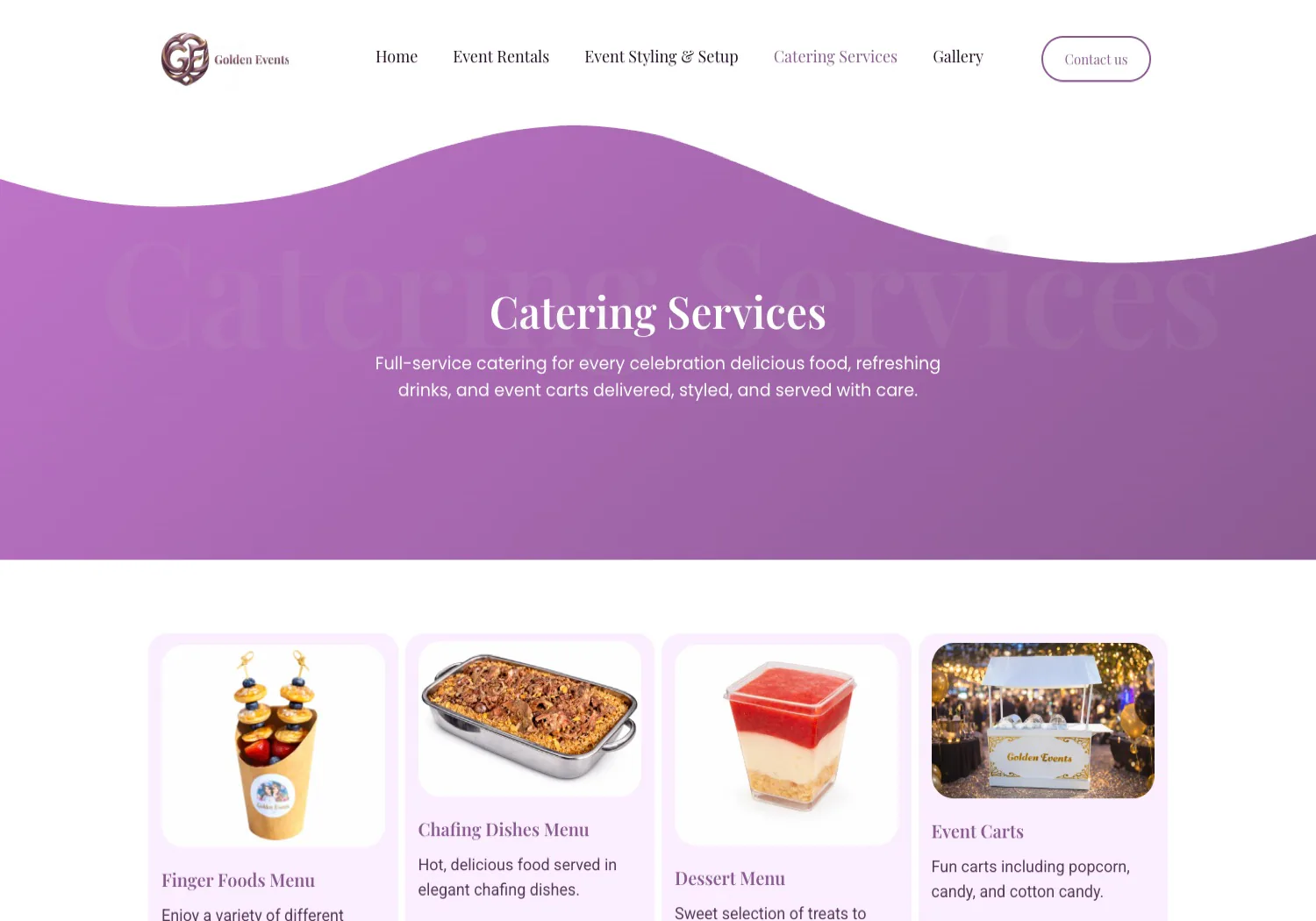 Golden Events AZ · A menu the kitchen owns