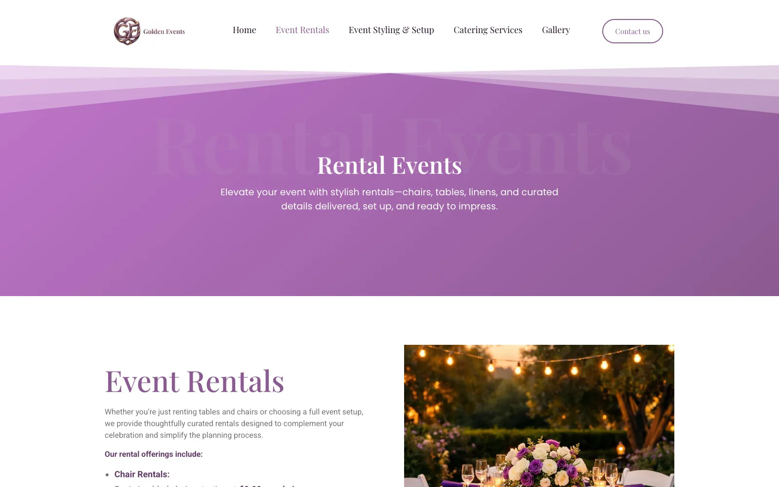 Golden Events AZ · One purple, used with restraint