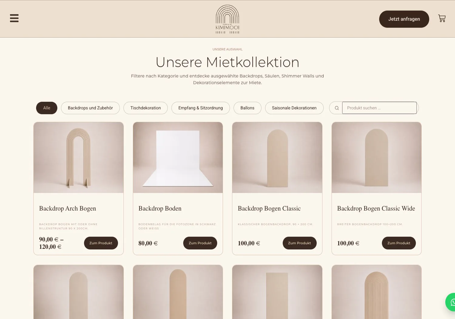 Kimimooi Events · A catalogue you can filter in one tap